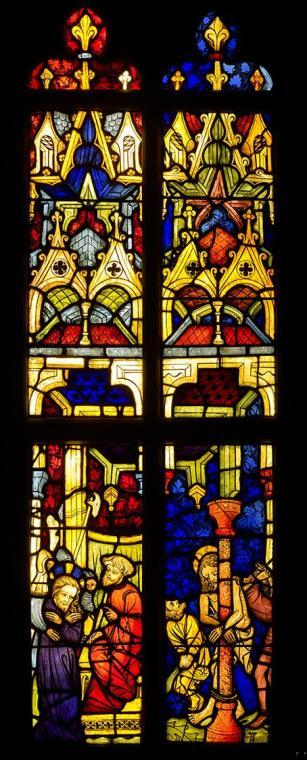 Stained Glass Window with Passion Scenes