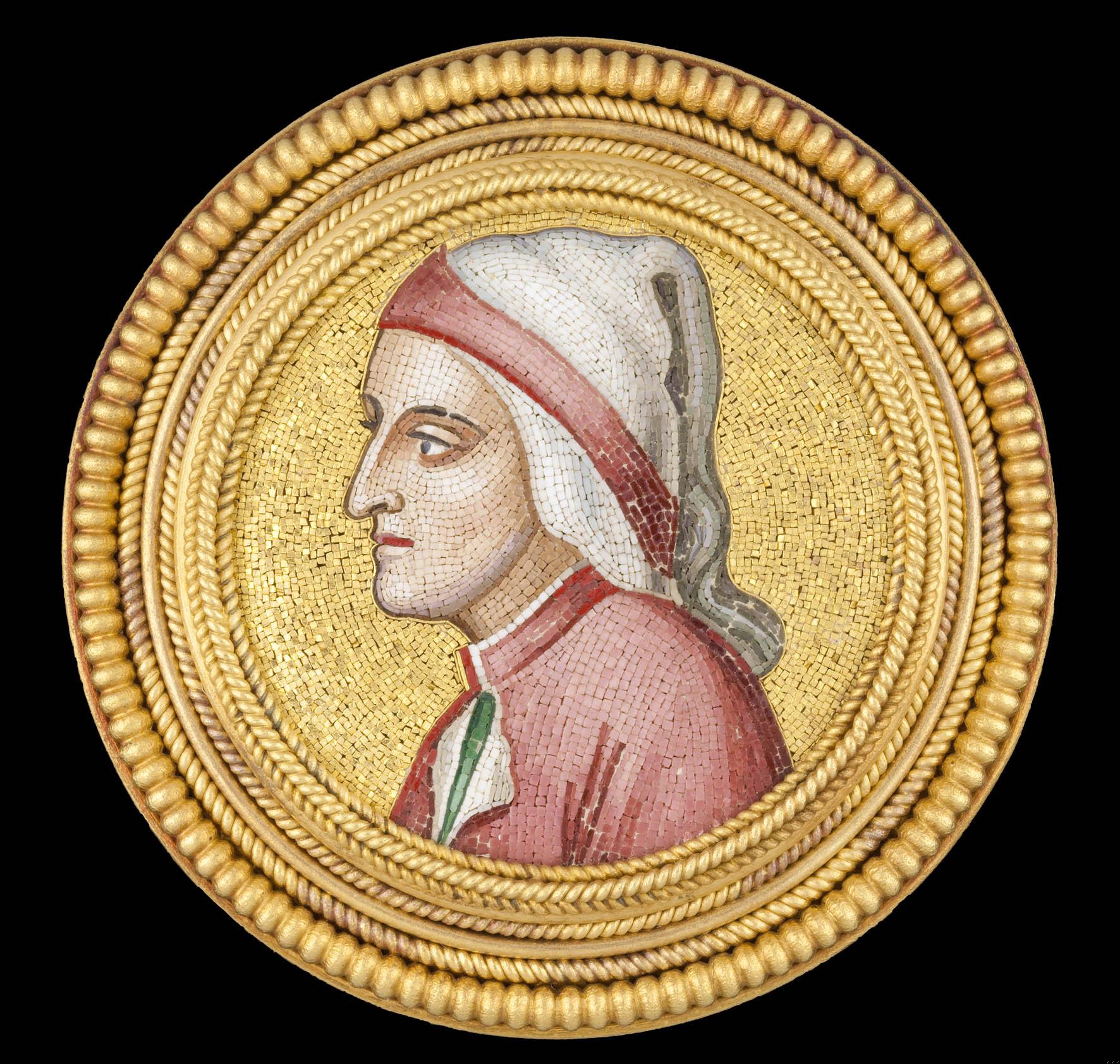 Mosaic Brooch with Portrait of Dante