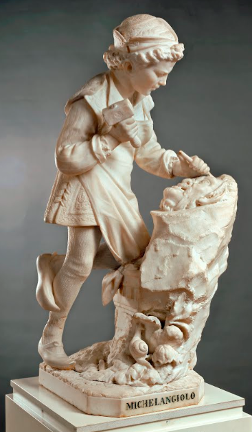 Young Michelangelo Carving the Head of a Faun