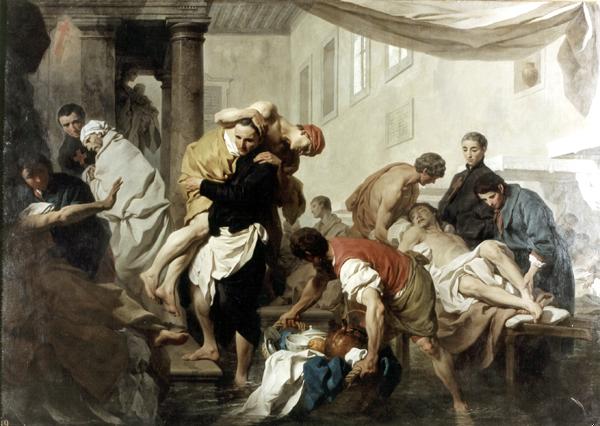 San Camillo de Lellis, 1598 Tiber Nehri Selinde Santo Spirito Hastanesi'nde Hastaları Kurtarırken