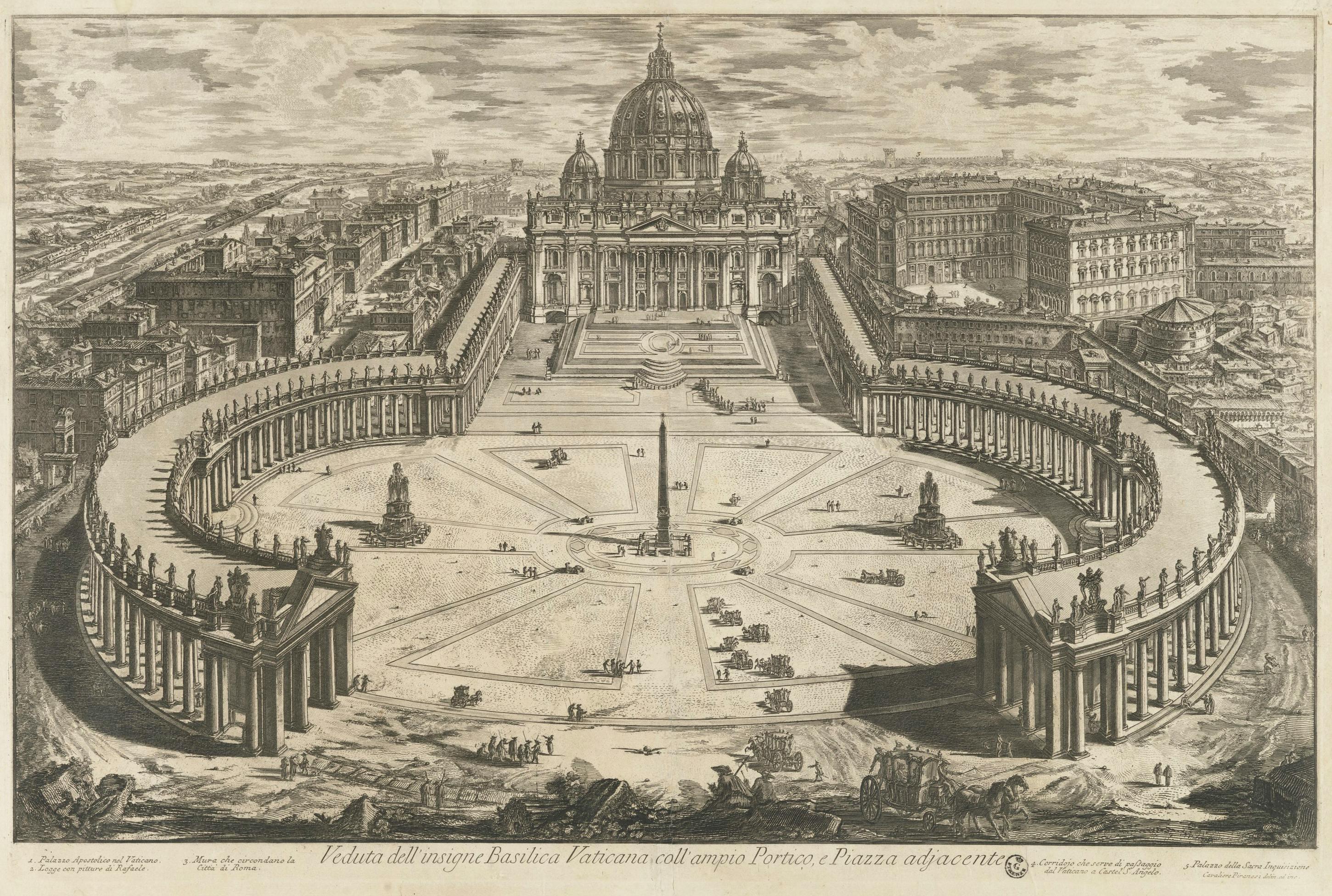 Veduta dell’insigne Basilica Vaticana coll’ampio Portico, e Piazza adjacente, in ‘Le Vedute di Roma’