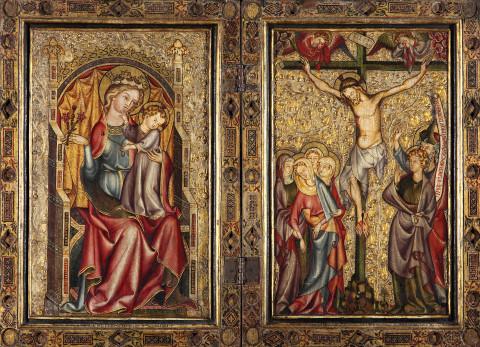 Diptych of the Enthroned Madonna and Crucifixion